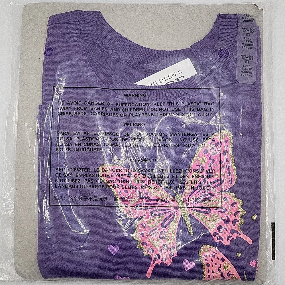 Purple Long Sleeve Butterfly Tee NWT